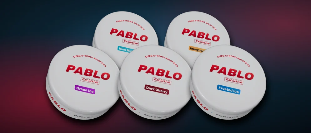 PABLO Exclusive nicotine pouch cans, 30 mg of nicotine per pouch