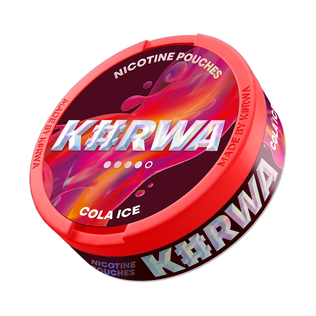 K#RWA Cola Ice nicotine pouch can, three-quarter view
