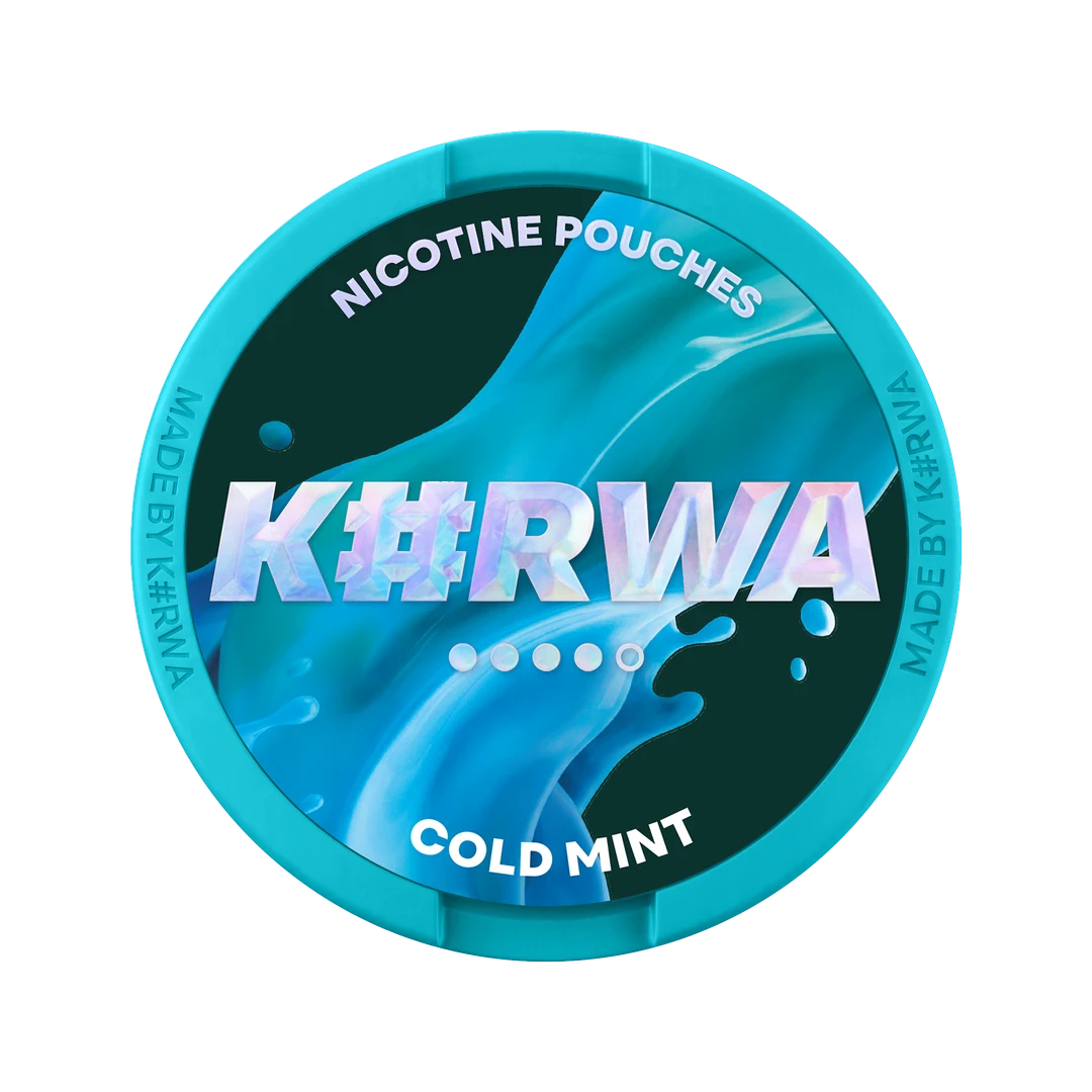K#RWA Cold Mint nicotine pouch can, lid seen from above