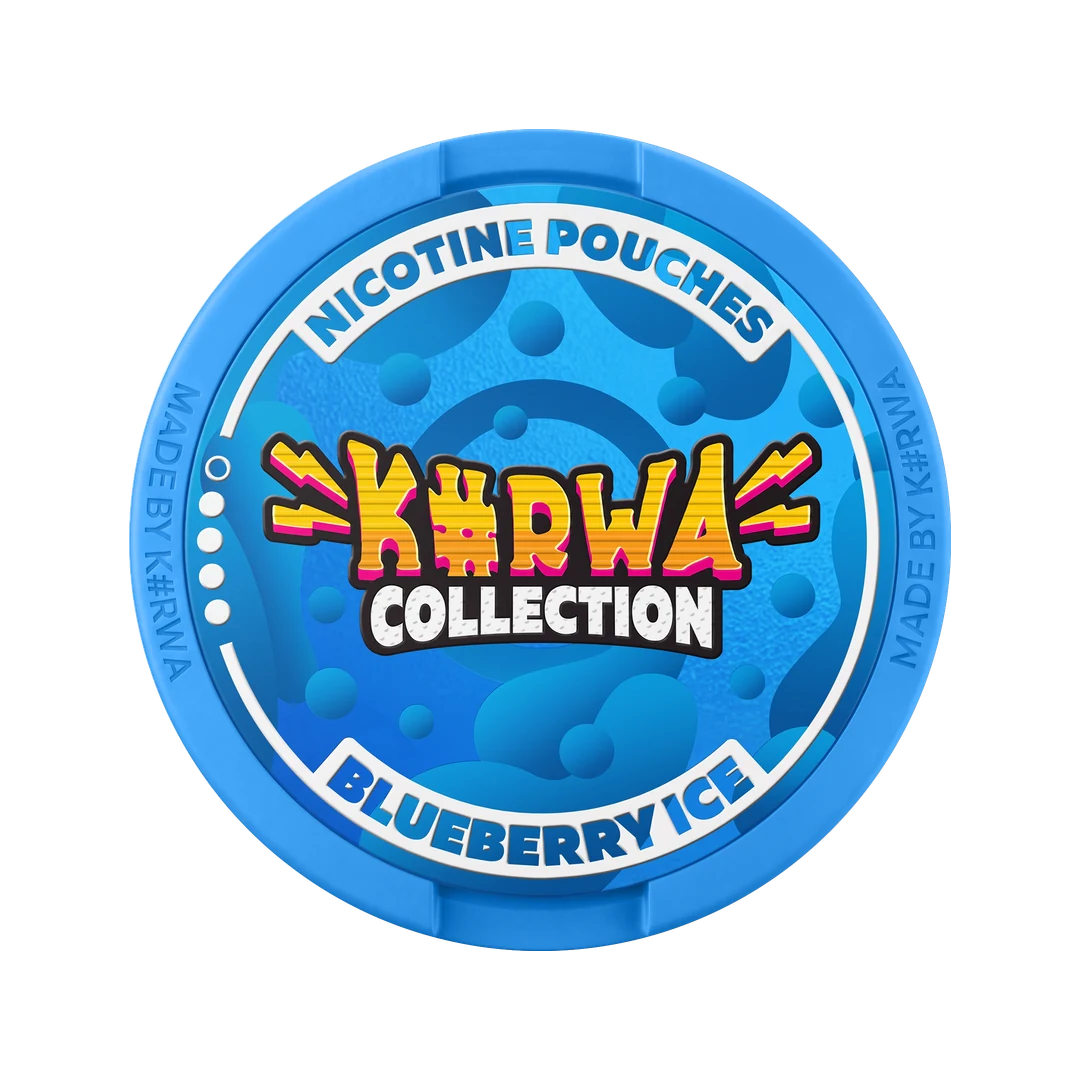 K#RWA Collection Blueberry Ice nicotine pouch can, lid seen from above