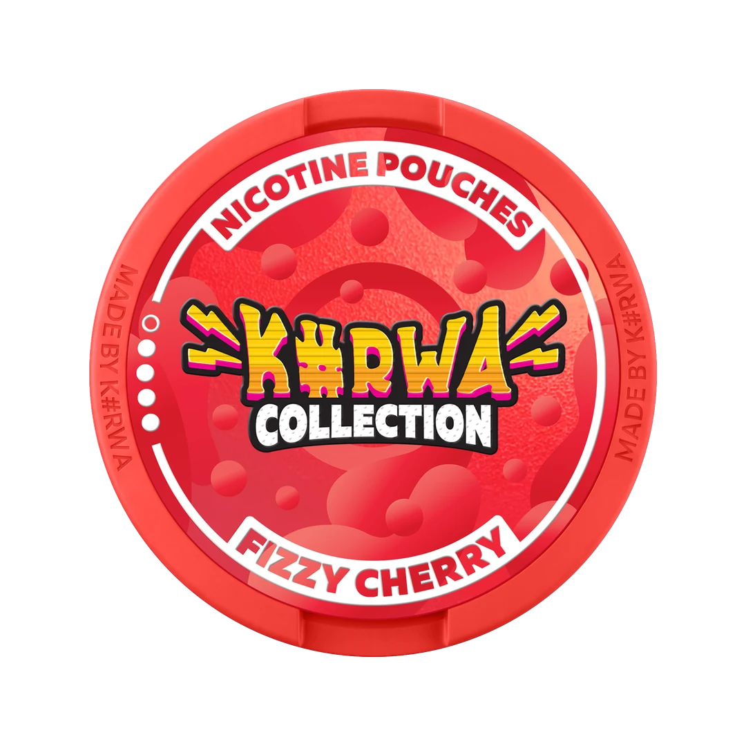 K#RWA Collection Fizzy Cherry nicotine pouch can, lid seen from above