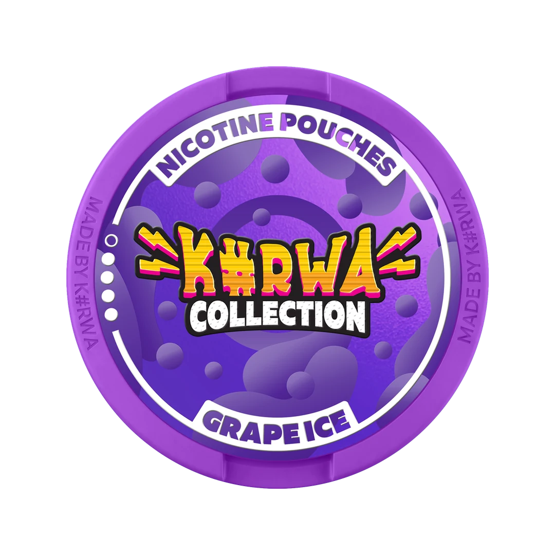 K#RWA Collection Grape Ice nicotine pouch can, lid seen from above