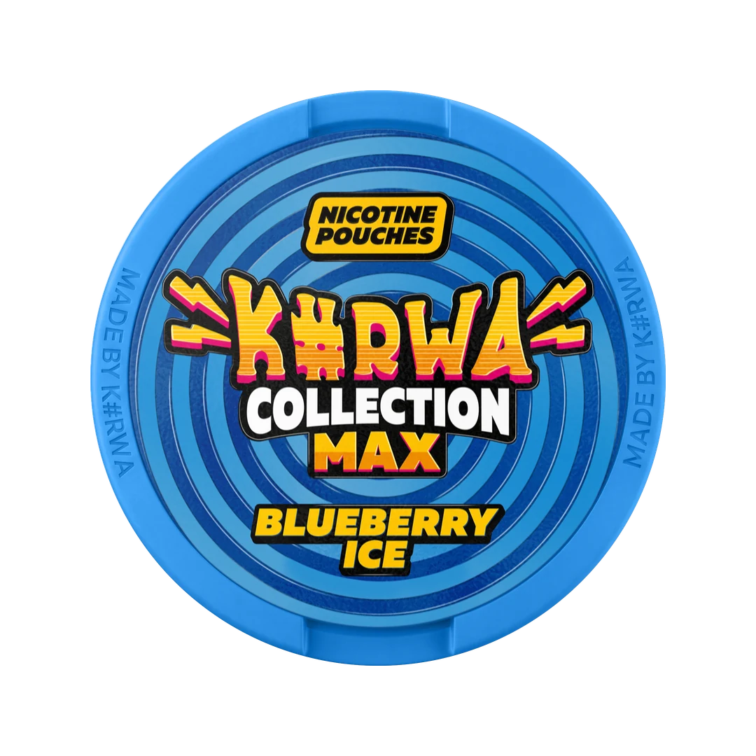 K#RWA Collection Max Blueberry Ice nicotine pouch can, lid seen from above