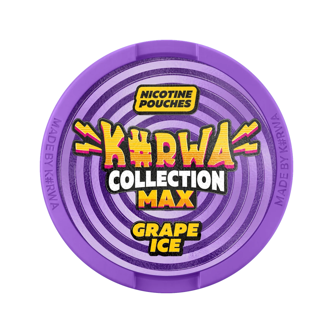 K#RWA Collection Max Grape Ice nicotine pouch can, lid seen from above