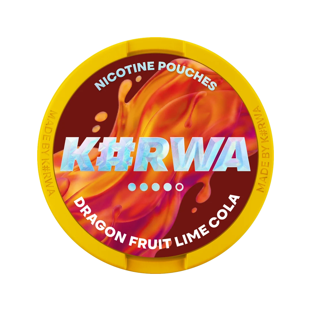 K#RWA Dragon Fruit Lime Cola nicotine pouch can, lid seen from above