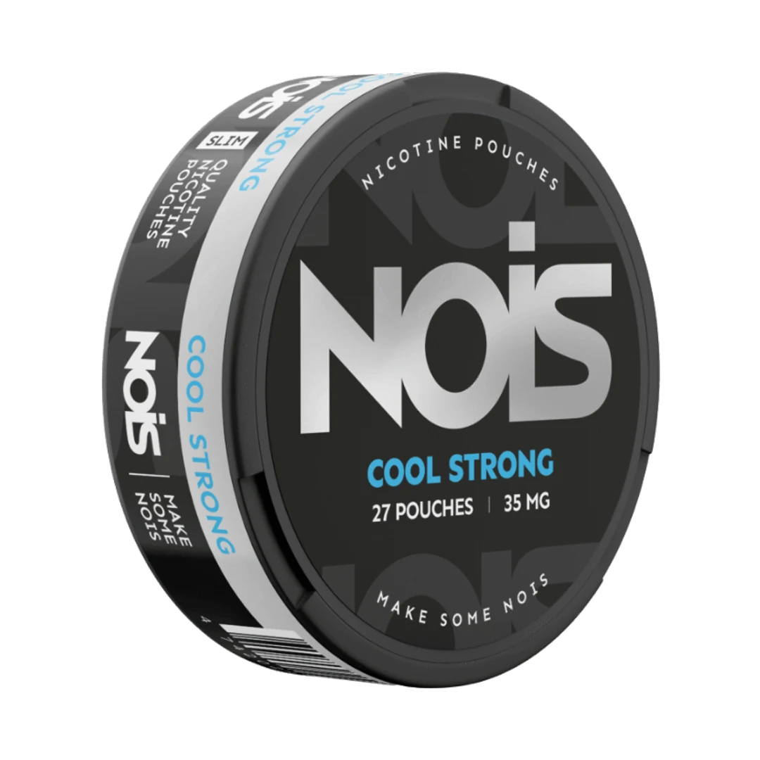 NOIS Cool Strong 17.5 mg nicotine pouch can, three-quarter view
