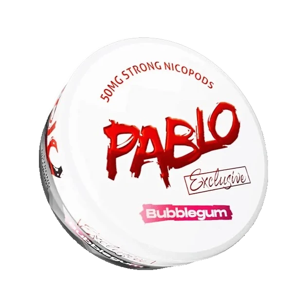 PABLO Exclusive Bubblegum nicotine pouch can, three-quarter view