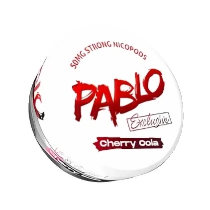 PABLO Exclusive Cherry Cola nicotine pouch can, three-quarter view