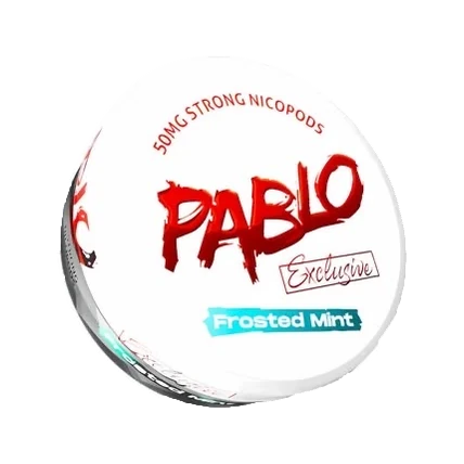PABLO Exclusive Frosted Mint nicotine pouch can, three-quarter view