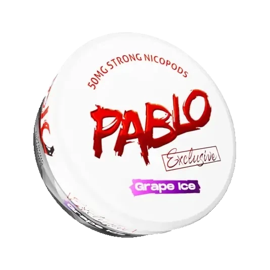 PABLO Exclusive Grape Ice nicotine pouch can, three-quarter view