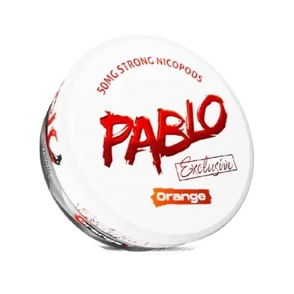 PABLO Exclusive Orange nicotine pouch can, three-quarter view