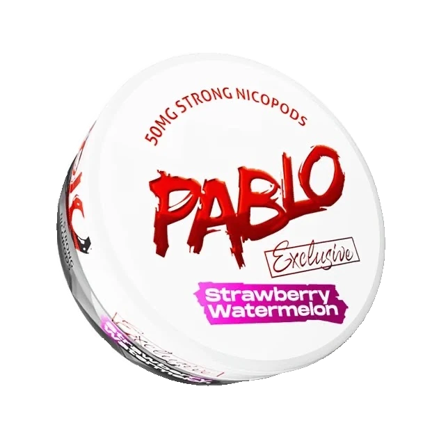 PABLO Exclusive Strawberry Watermelon nicotine pouch can, three-quarter view