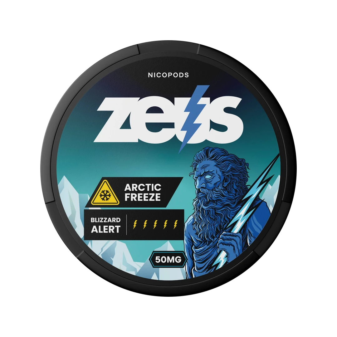 ZEUS Arctic Freeze nicotine pouch can, lid seen from above